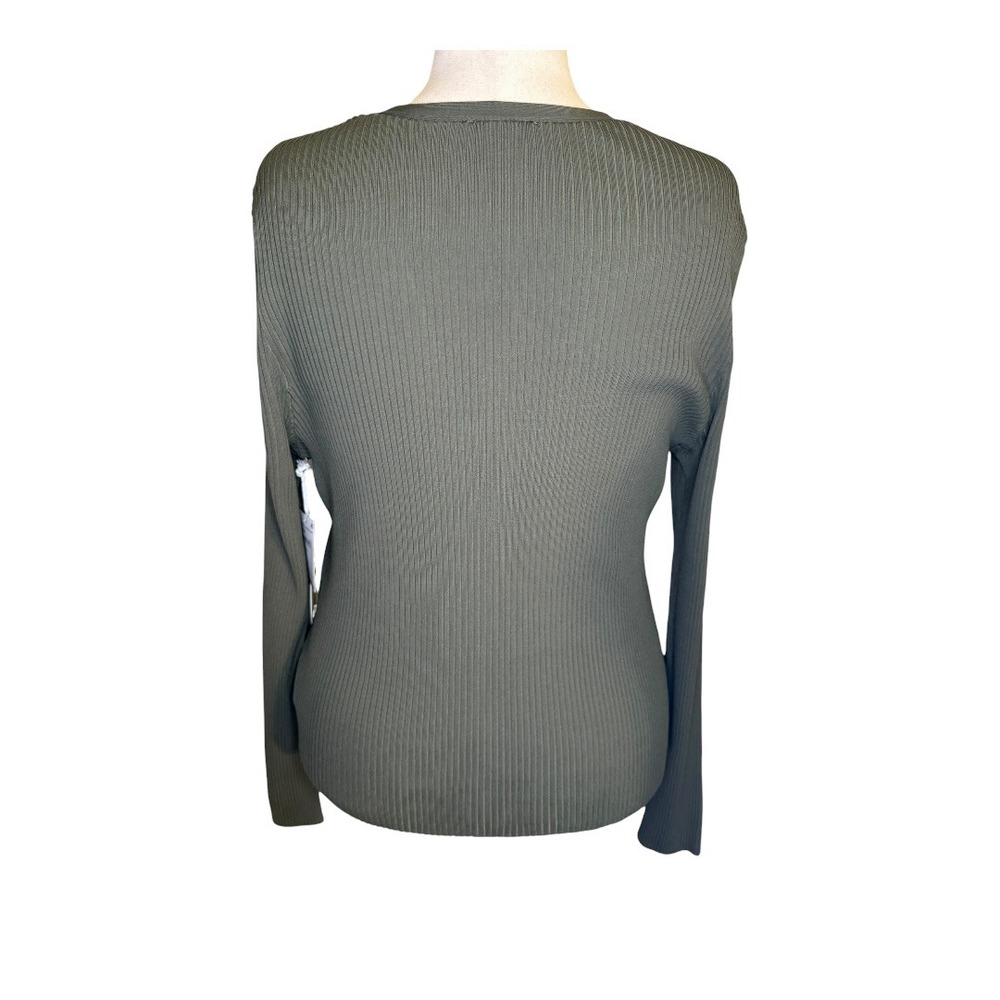 GOOD AMERICAN Women's 3XL Shine Rib V-Neck Cardigan Fatigue Olive Green NWT - Picture 4 of 9